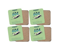 Thumbnail for Bombardier Challenger 604 design on light green 4 pieces set coaster