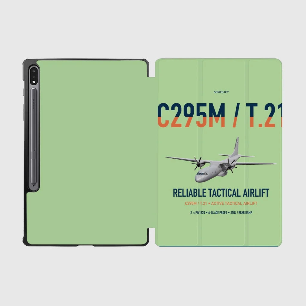 Airbus C295M T.21 design on light green samsung tablet tablet case