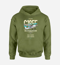 Thumbnail for Cessna A185F Skywagon design on green army double-side hoodie, single-side print