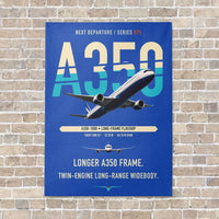 Thumbnail for Airbus A350-1000 vertical canvas print - no frame - blue background