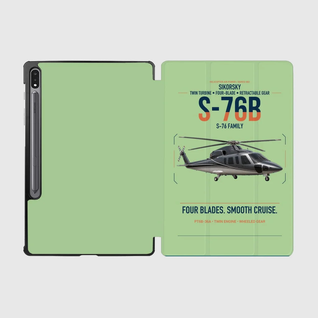Sikorsky S-76B design on light green samsung tablet tablet case