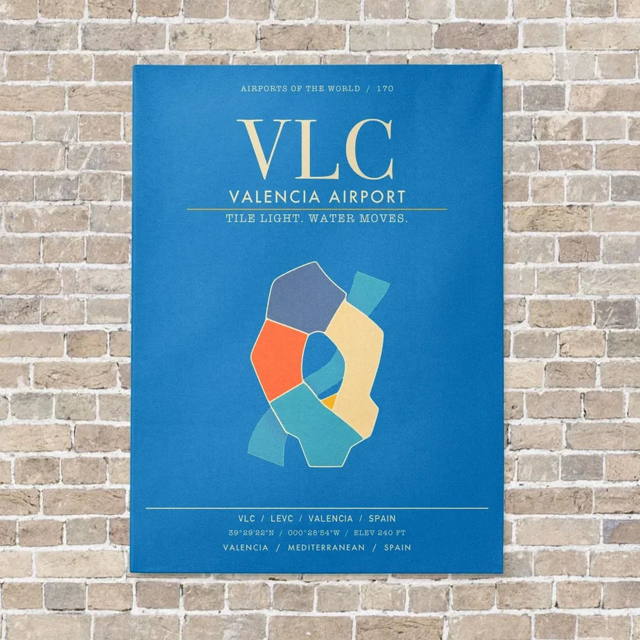 Valencia Airport VLC - Canvas Framed - Turquoise