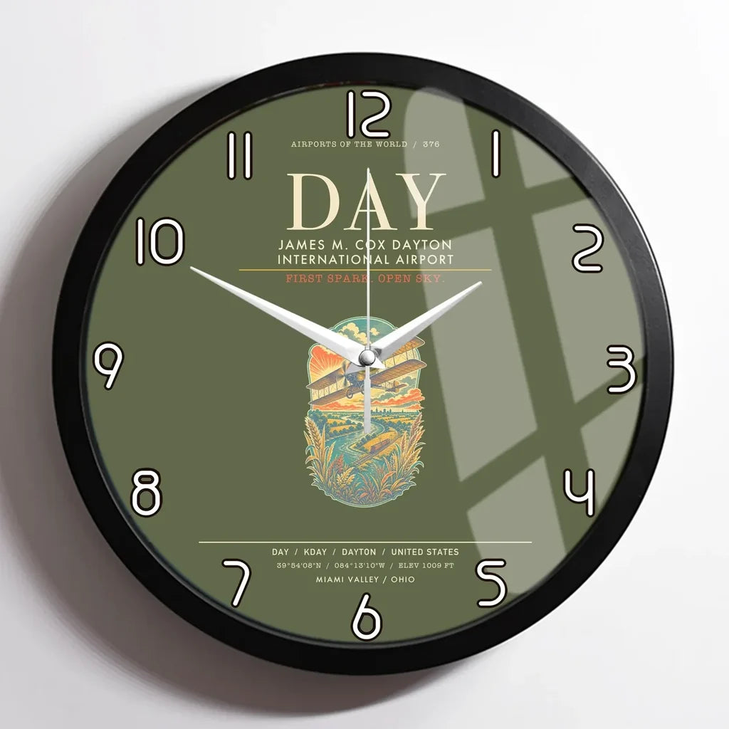 James M. Cox Dayton International Airport DAY Wall-Clock Framed - Green Army