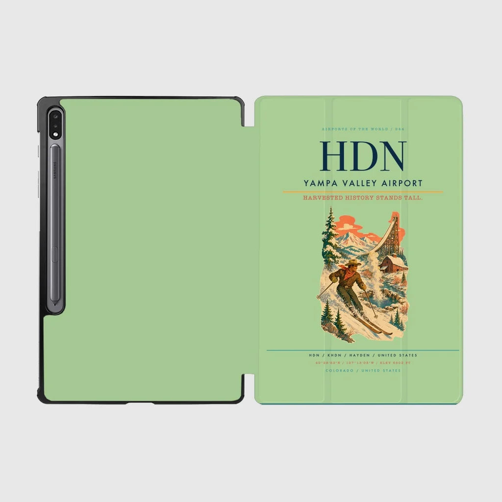 Yampa Valley Airport (HDN) design on light green samsung tablet tablet case