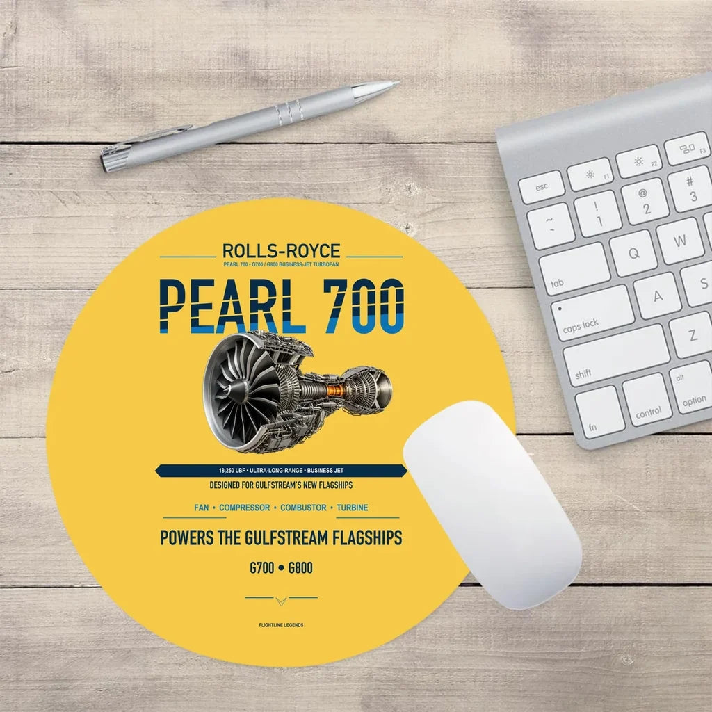 PEARL 700 design on yellow round mouse pad