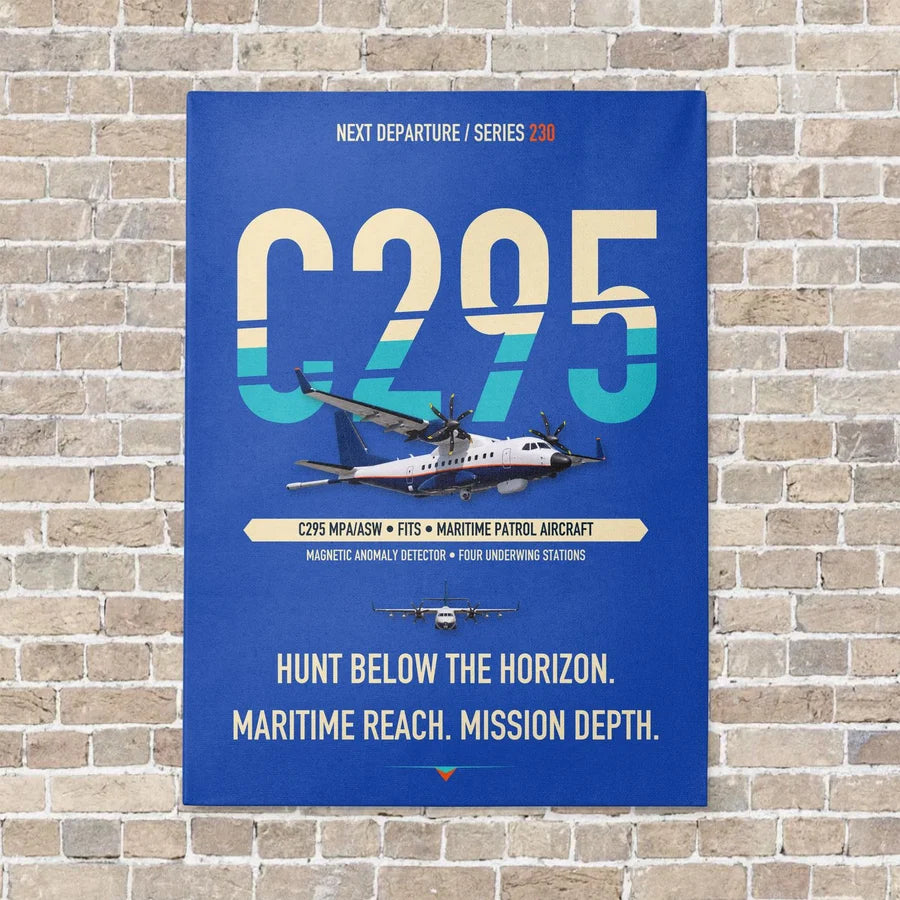 Airbus C295 MPA/ASW vertical canvas print - no frame - blue background
