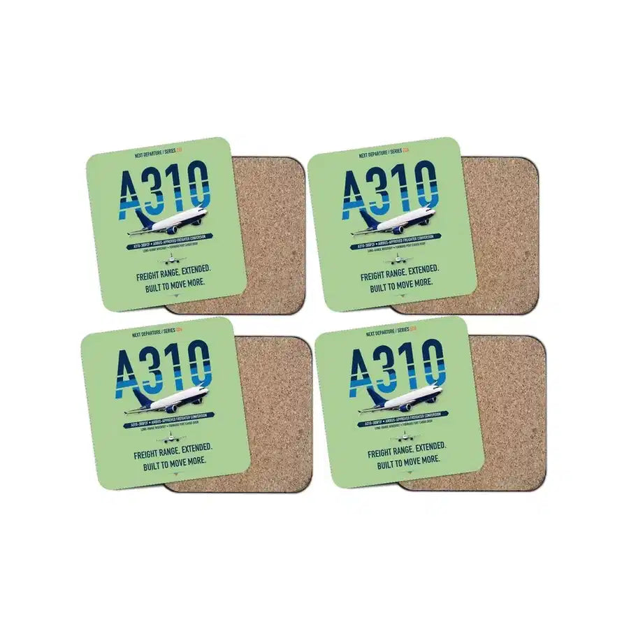 Airbus A310-300P2F design on light green 4 pieces set coaster