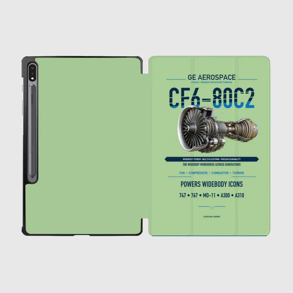 CF6-80C2 design on light green samsung tablet tablet case