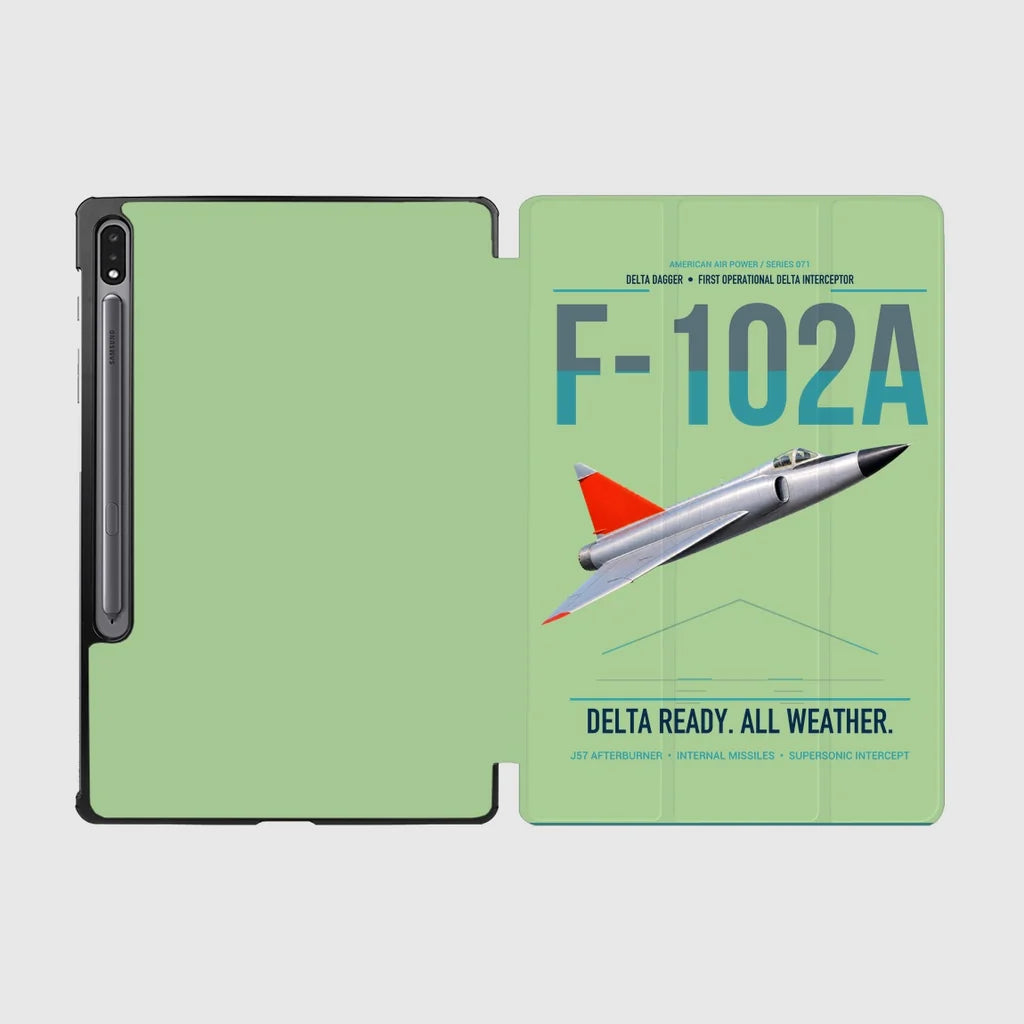 F-102A Delta Dagger design on light green samsung tablet tablet case