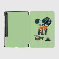 Thumbnail for Eat Sleep Fly V2 design on light green samsung tablet tablet case