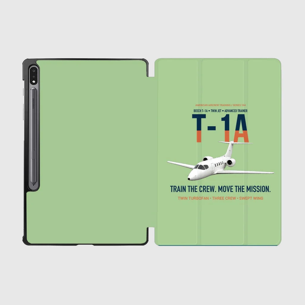 T-1A Jayhawk Advanced Jet Trainer design on light green samsung tablet tablet case