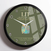 Thumbnail for Bill and Hillary Clinton National Airport - Adams Field Little Rock LIT Wall-Clock Framed - Green Army