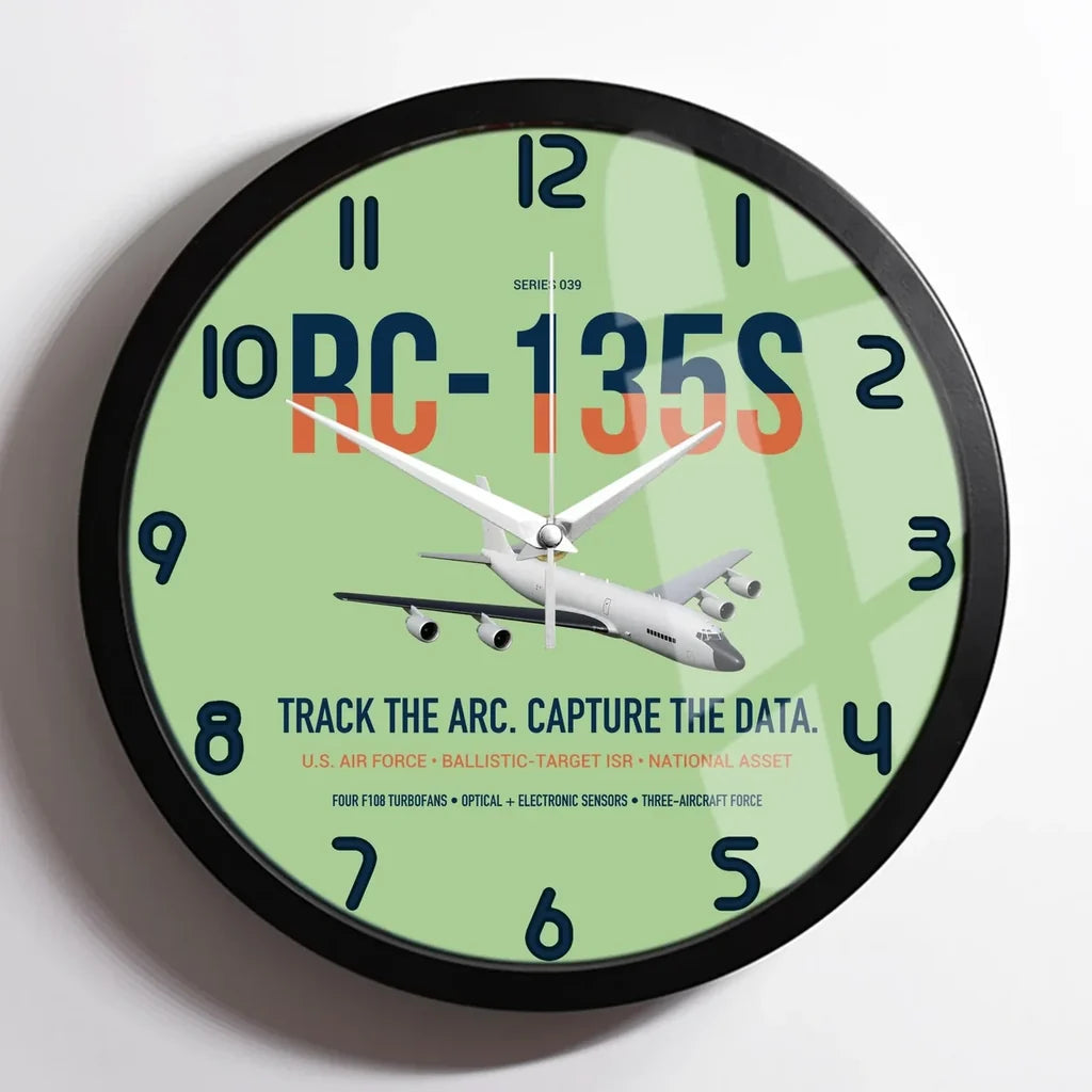 RC-135S Cobra Ball design on light green framed wall clock