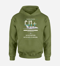Thumbnail for Cessna Citation CJ1+ design on green army double-side hoodie, single-side print
