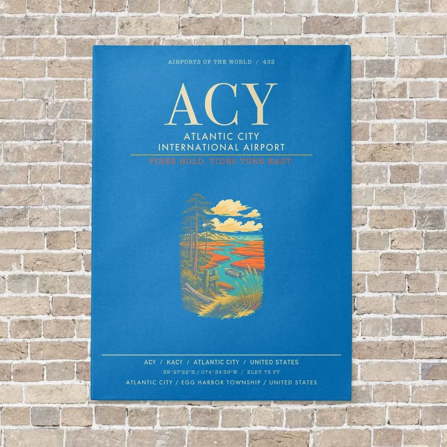 Atlantic City International Airport ACY - Canvas Framed - Turquoise