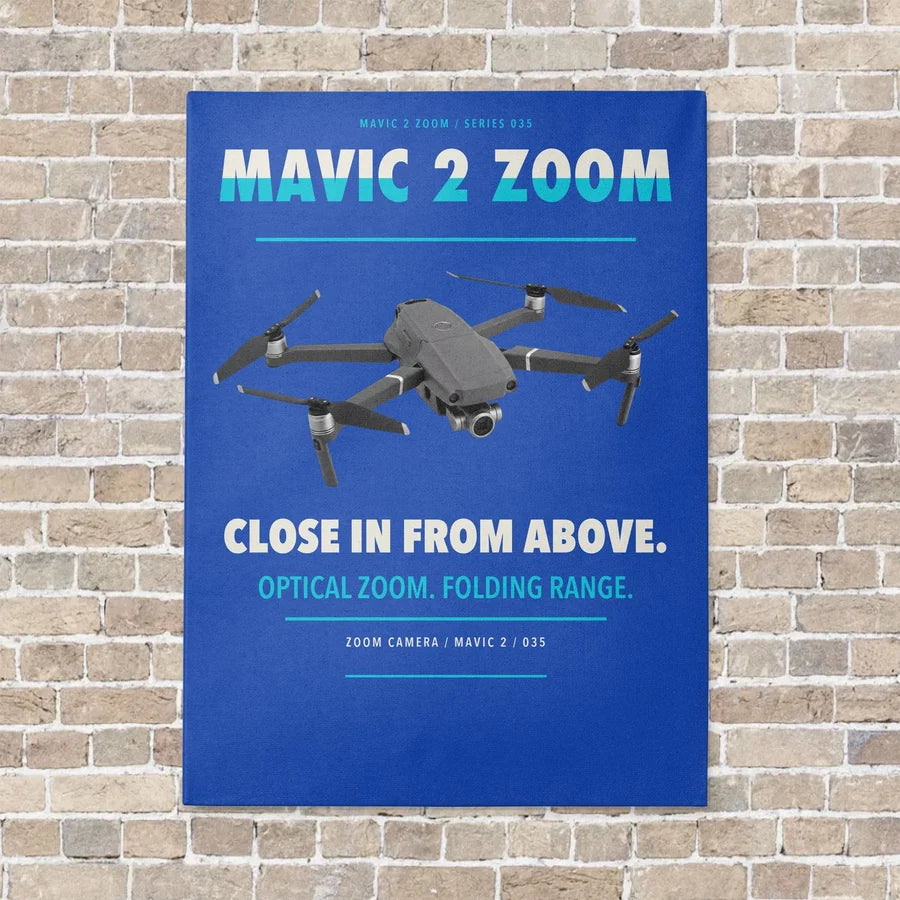 DJI Mavic 2 Zoom vertical canvas print - no frame - blue background