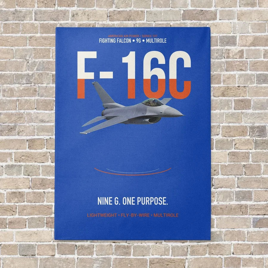 F-16C Fighting Falcon Nine G One Purpose vertical canvas print - no frame - blue background