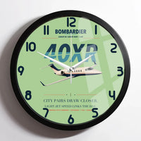 Thumbnail for Bombardier Learjet 40XR design on light green framed wall clock