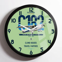 Thumbnail for Cessna 182 Skylane design on light green framed wall clock