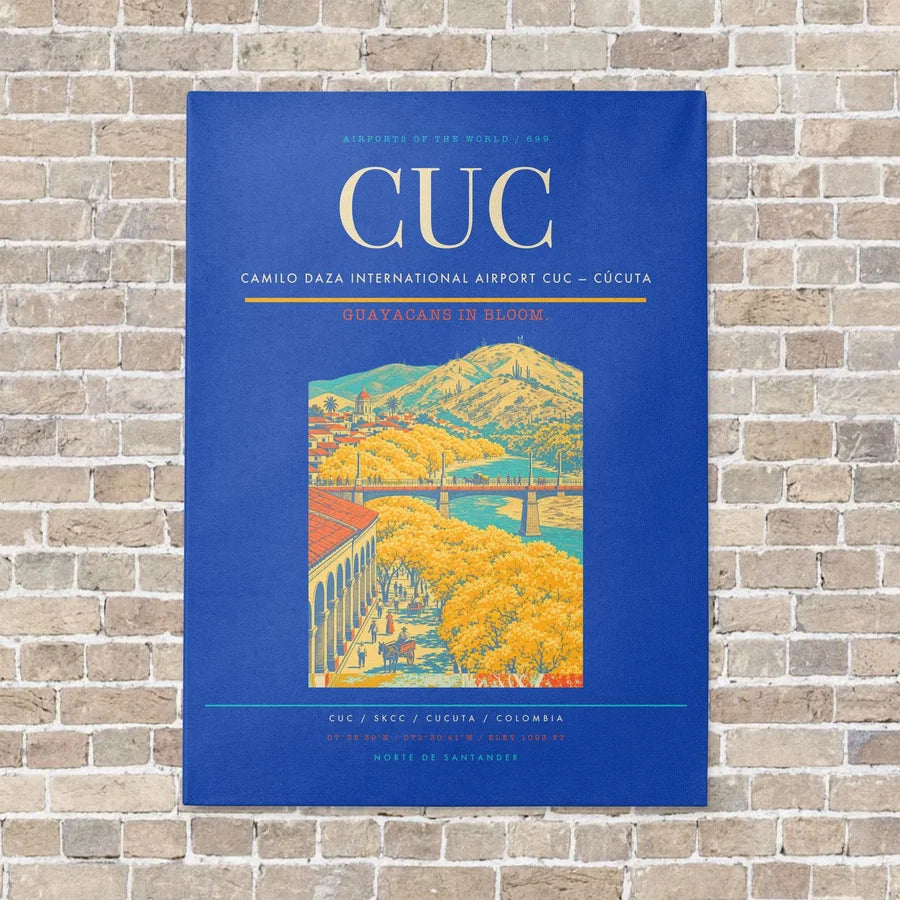Camilo Daza International Airport CUC — Cúcuta vertical canvas print - no frame - blue background