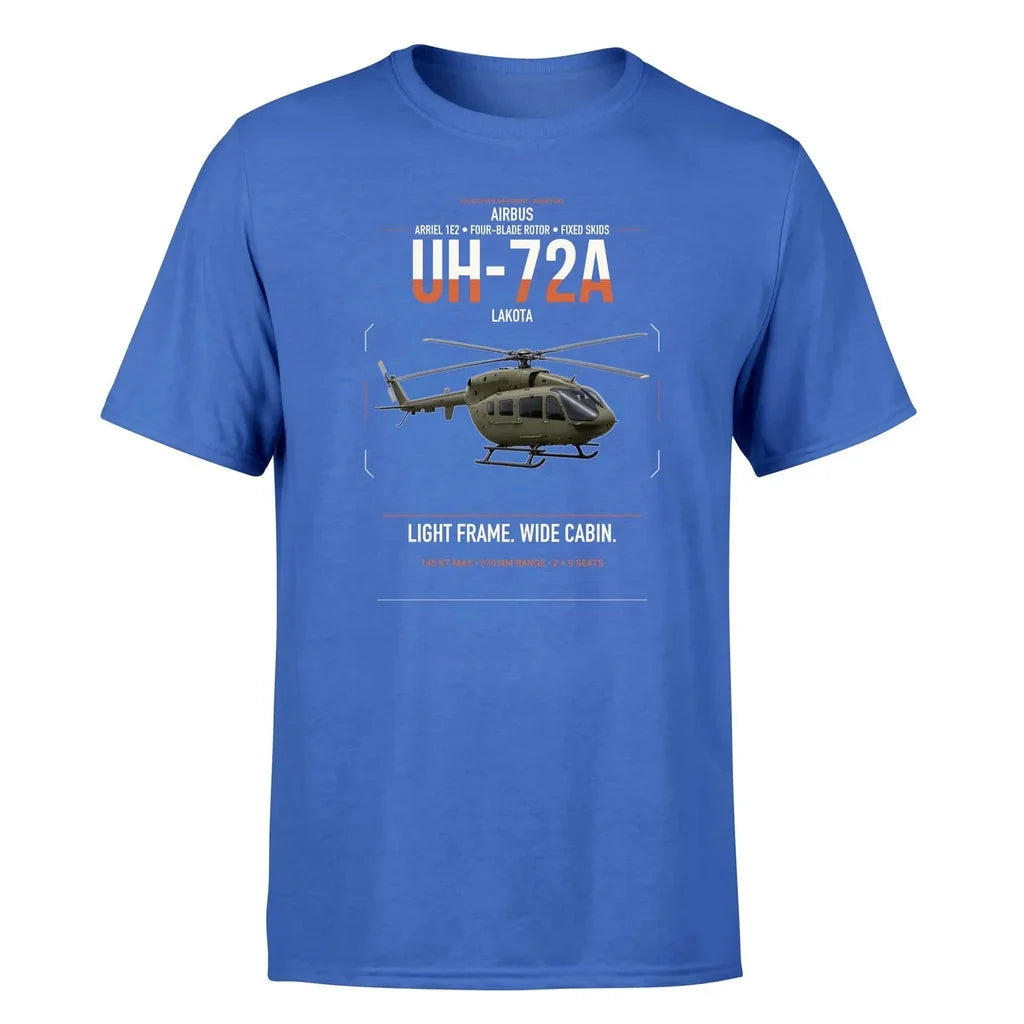 Airbus UH-72A Lakota design on blue t-shirt, single-side print