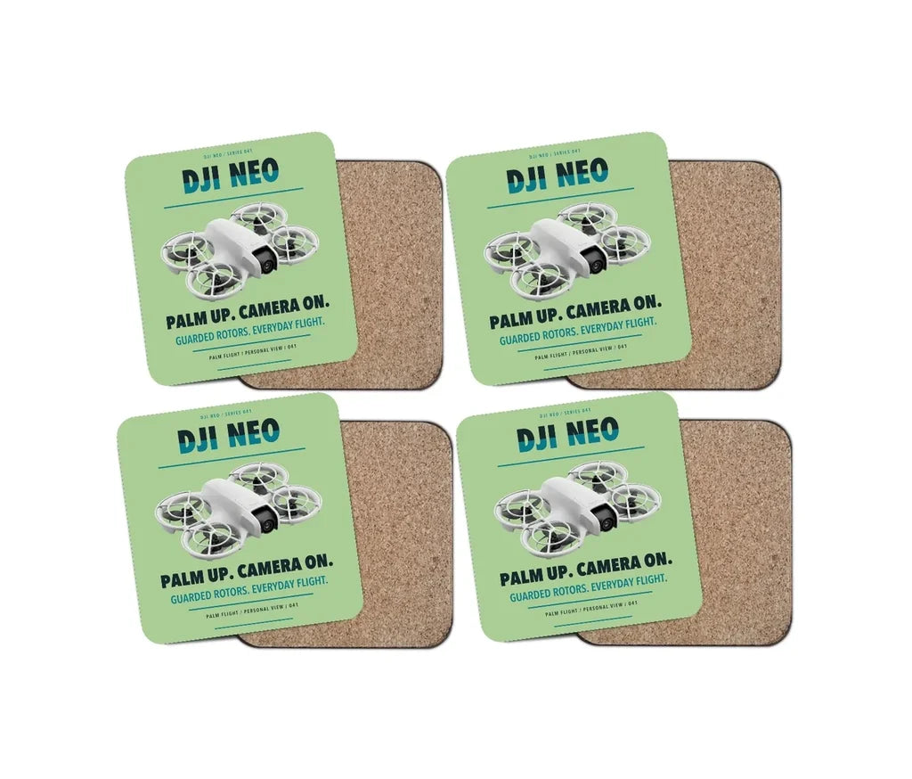 DJI Neo design on light green 4 pieces set coaster