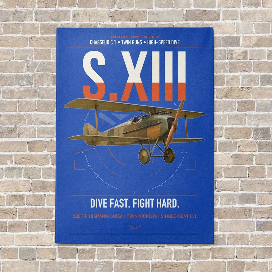 SPAD S.XIII C.1 vertical canvas print - no frame - blue background