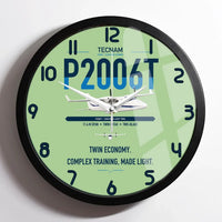 Thumbnail for Tecnam P2006T design on light green framed wall clock
