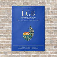Thumbnail for Long Beach Airport (Daugherty Field) LGB vertical canvas print - no frame - blue background