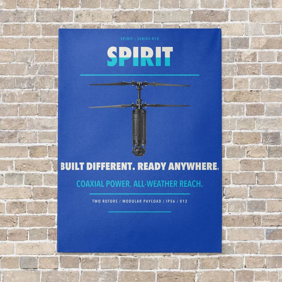 Ascent AeroSystems Spirit vertical canvas print - no frame - blue background