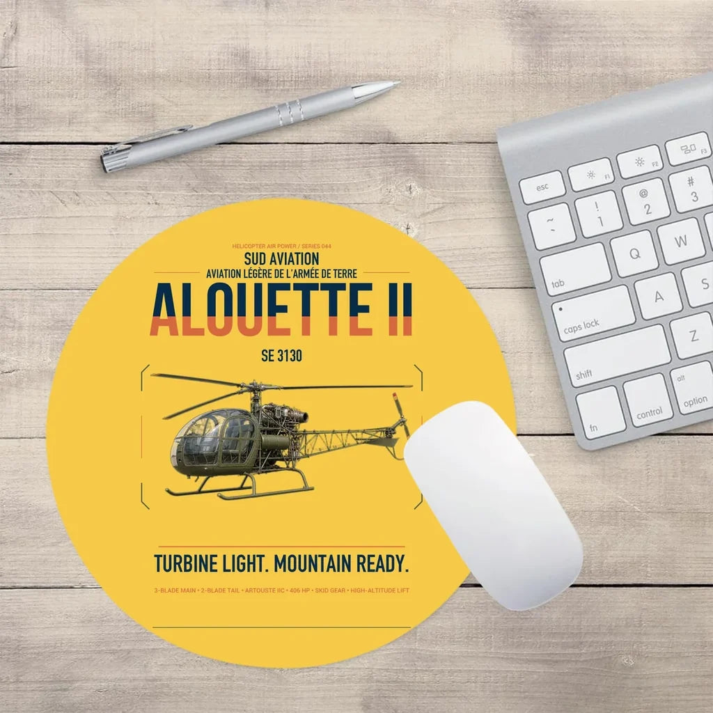 Sud Aviation SE 3130 Alouette II design on yellow round mouse pad