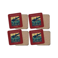 Thumbnail for The Pearl Diver's Lift - Designed Coasters design on dark red 4-pieces-set