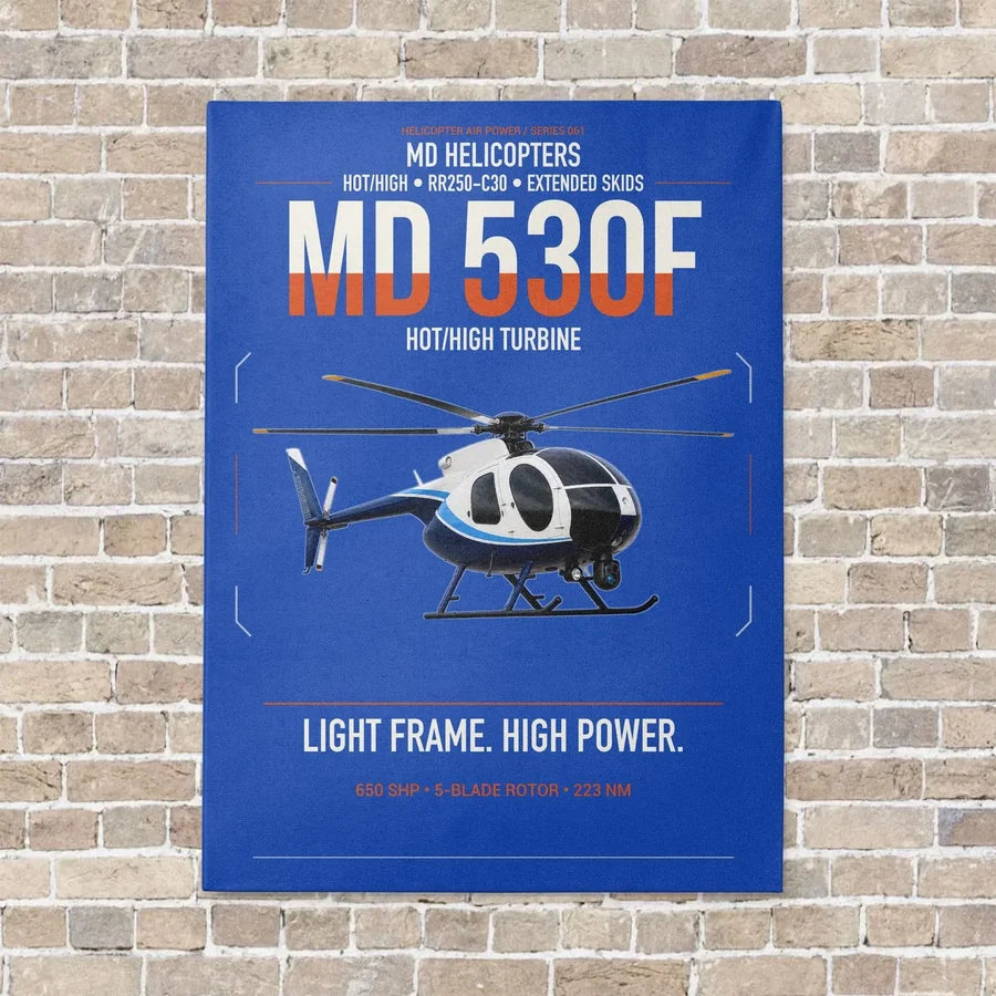 MD Helicopters MD 530F vertical canvas print - no frame - blue background