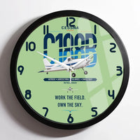 Thumbnail for Cessna A188B AgTruck design on light green framed wall clock