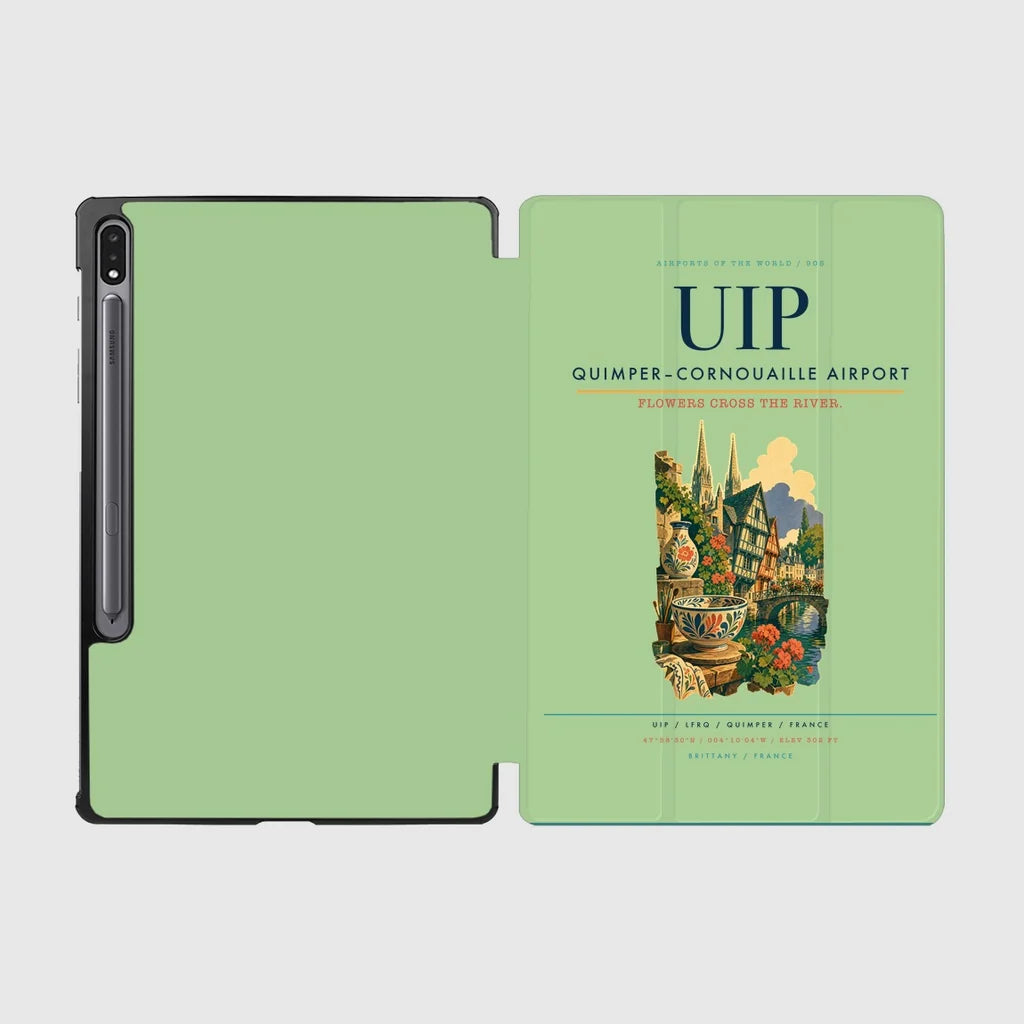 Quimper–Cornouaille Airport (UIP) design on light green samsung tablet tablet case