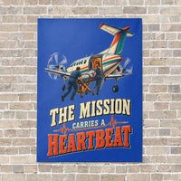 Thumbnail for The Mission Carries A Heartbeat vertical canvas print - no frame - blue background