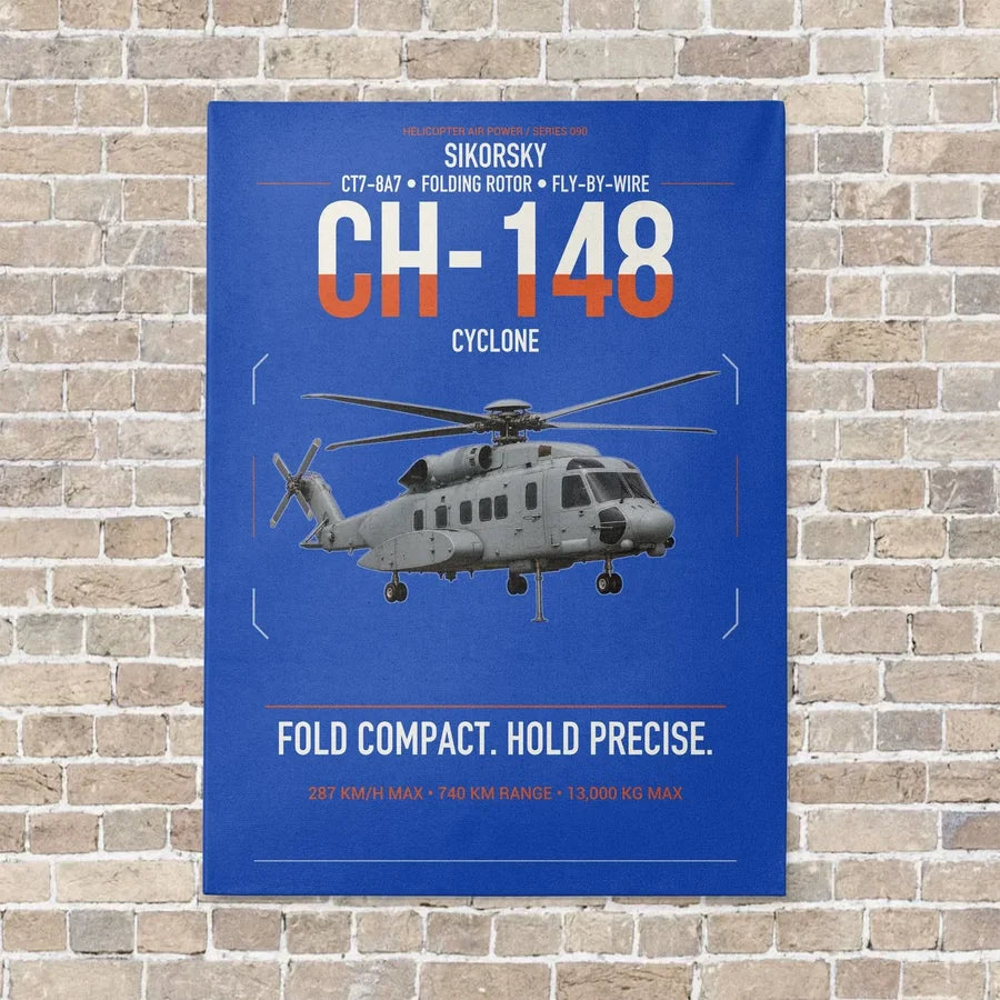 Sikorsky CH-148 Cyclone vertical canvas print - no frame - blue background