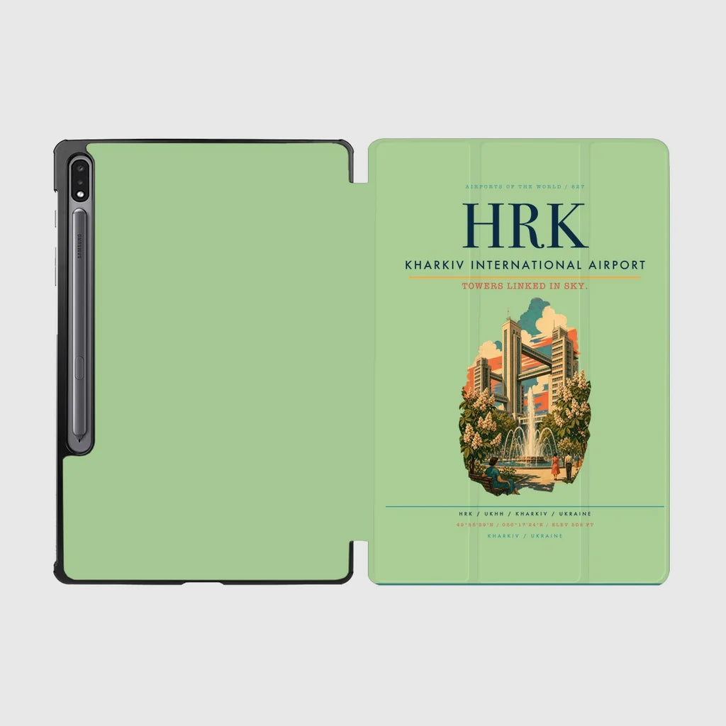 Kharkiv International Airport (HRK) design on light green samsung tablet tablet case