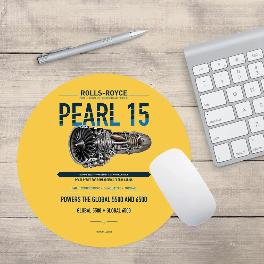 PEARL 15 design on yellow round mouse pad