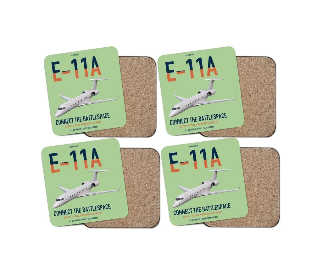 E-11A BACN design on light green 4 pieces set coaster