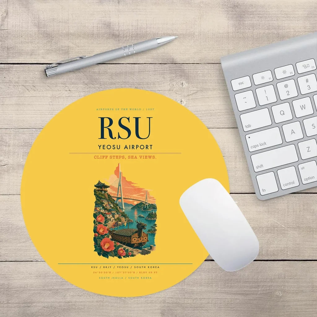 Yeosu Airport (RSU) design on yellow round mouse pad