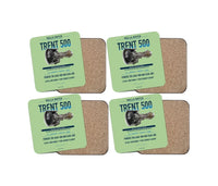 Thumbnail for TRENT 500 design on light green 4 pieces set coaster