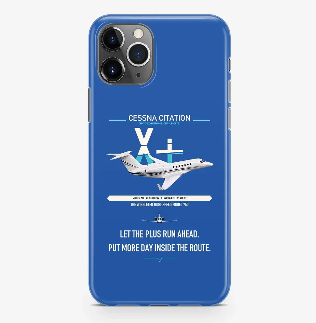Cessna Citation X+ design on blue magsafe iphone case, for iPhone Pro Max