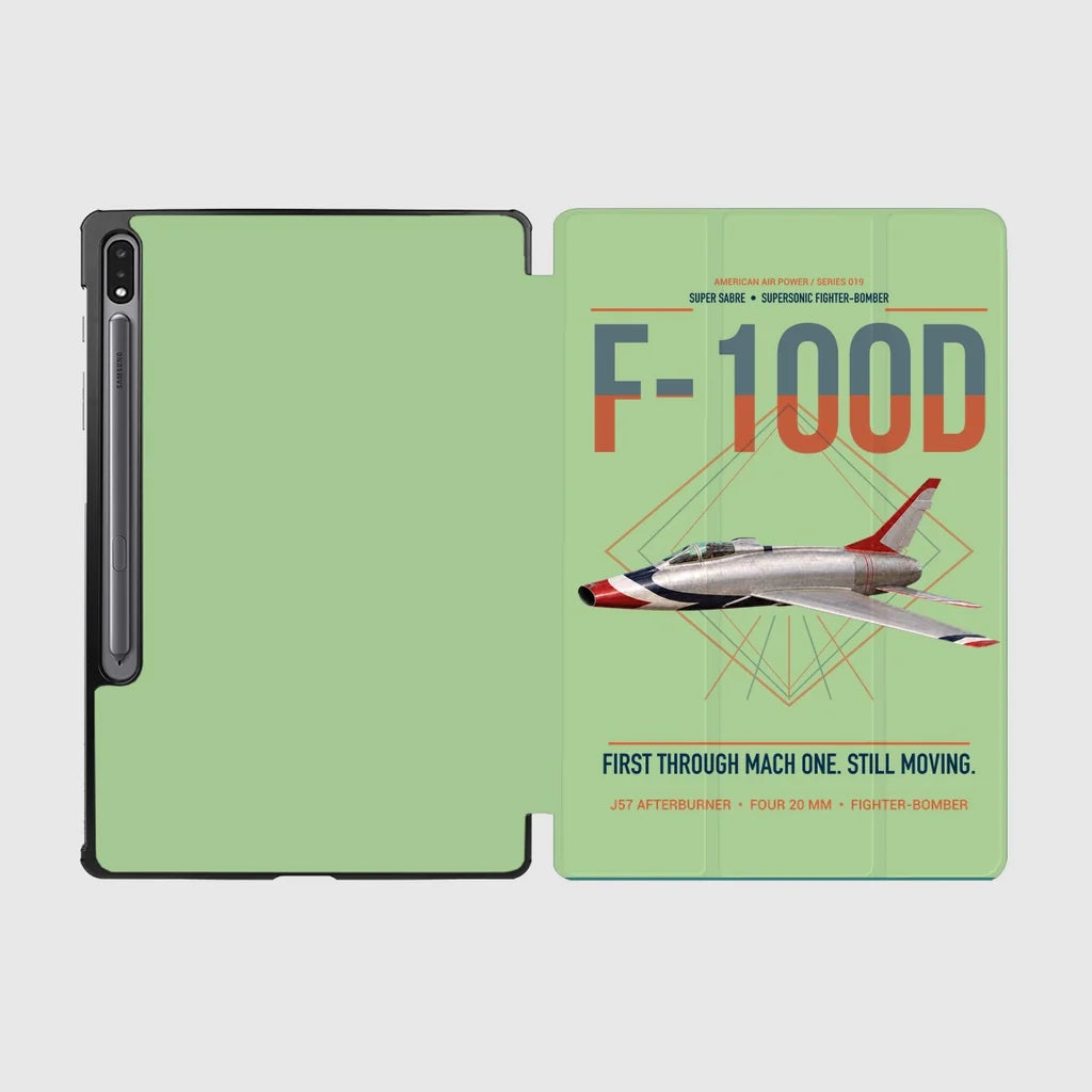 F-100D Super Sabre design on light green samsung tablet tablet case