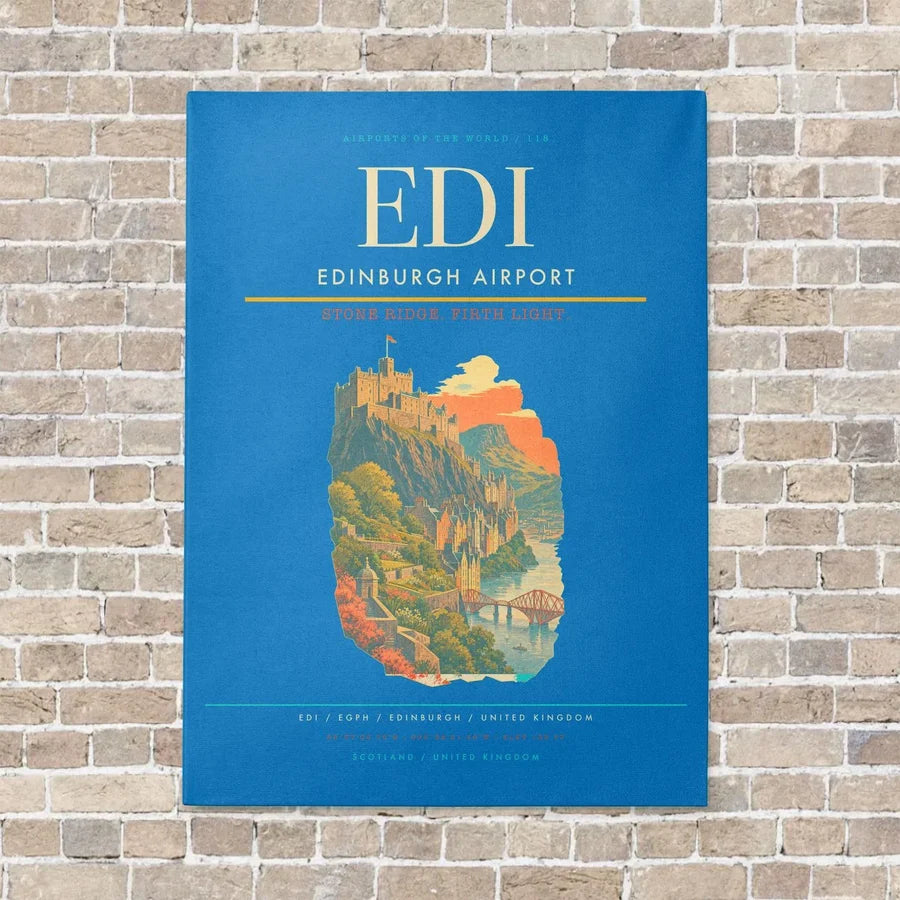 Edinburgh Airport EDI - Canvas Framed - Turquoise