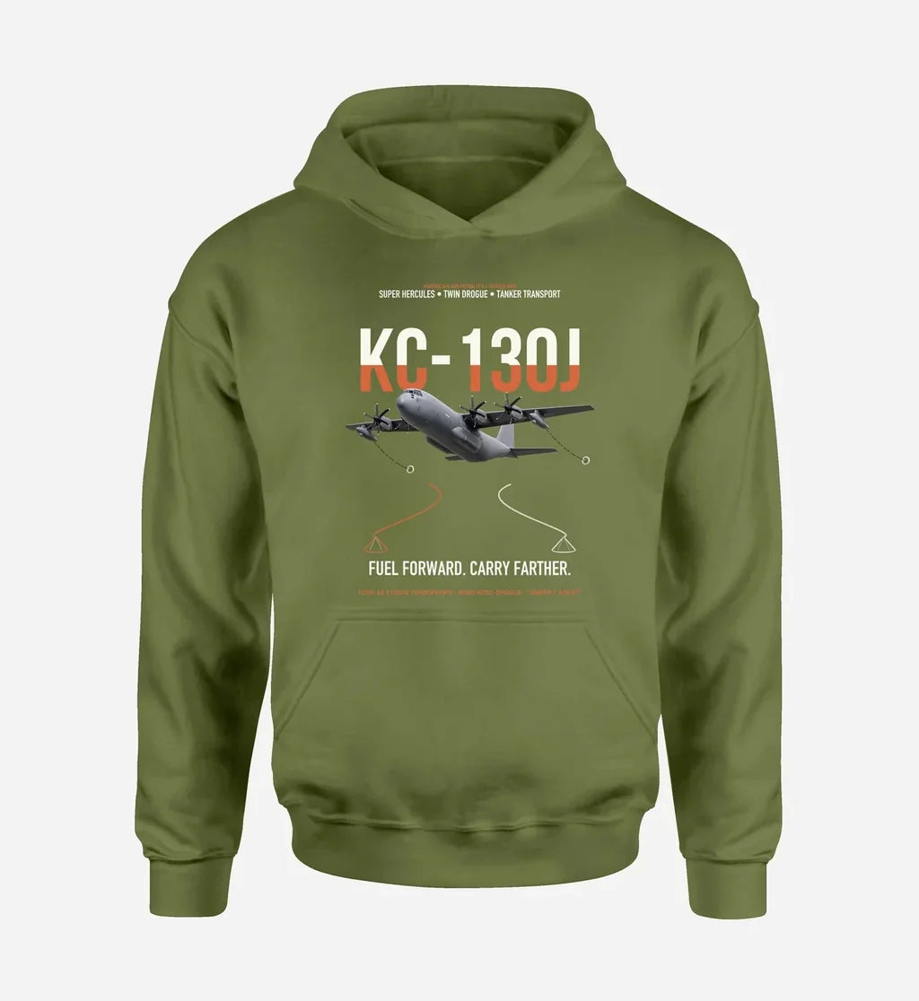 KC-130J SUPER HERCULES design on green army double-side hoodie, single-side print