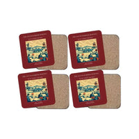 Thumbnail for The Sound Barrier Morning - Designed Coasters design on dark red 4-pieces-set