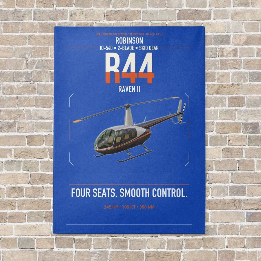 Robinson R44 Raven II vertical canvas print - no frame - blue background