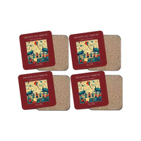 Thumbnail for The Kite Day Tribute - Designed Coasters design on dark red 4-pieces-set