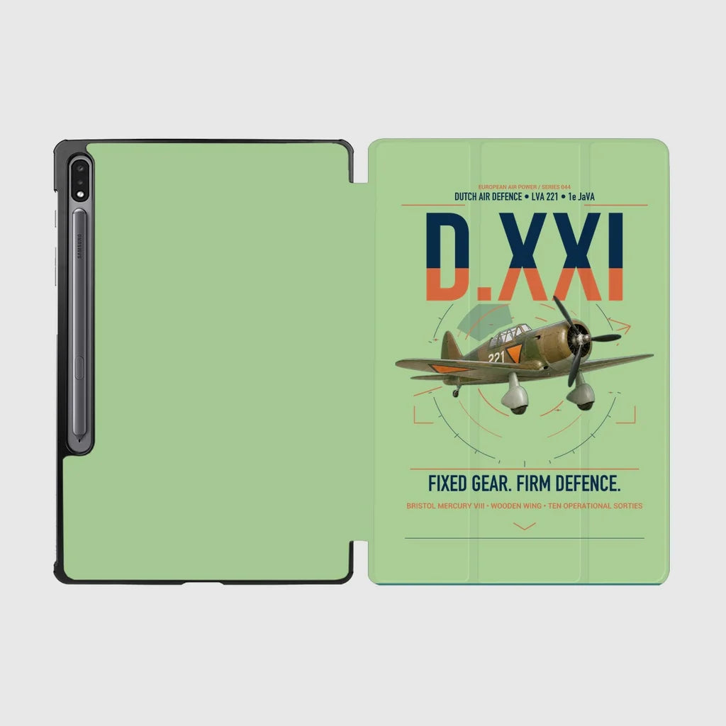 Fokker D.XXI — Dutch LVA aircraft 221 design on light green samsung tablet tablet case